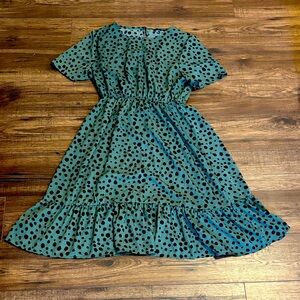 Green Leopard Print Dress, Women’s Size Large